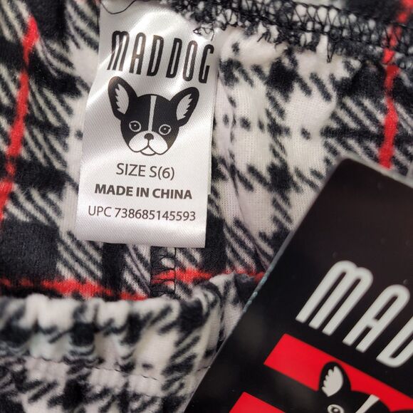 Mad Dog Girls Black/White Plaid Fleece Pajama Pant Size Small(6) - Picture 4 of 8